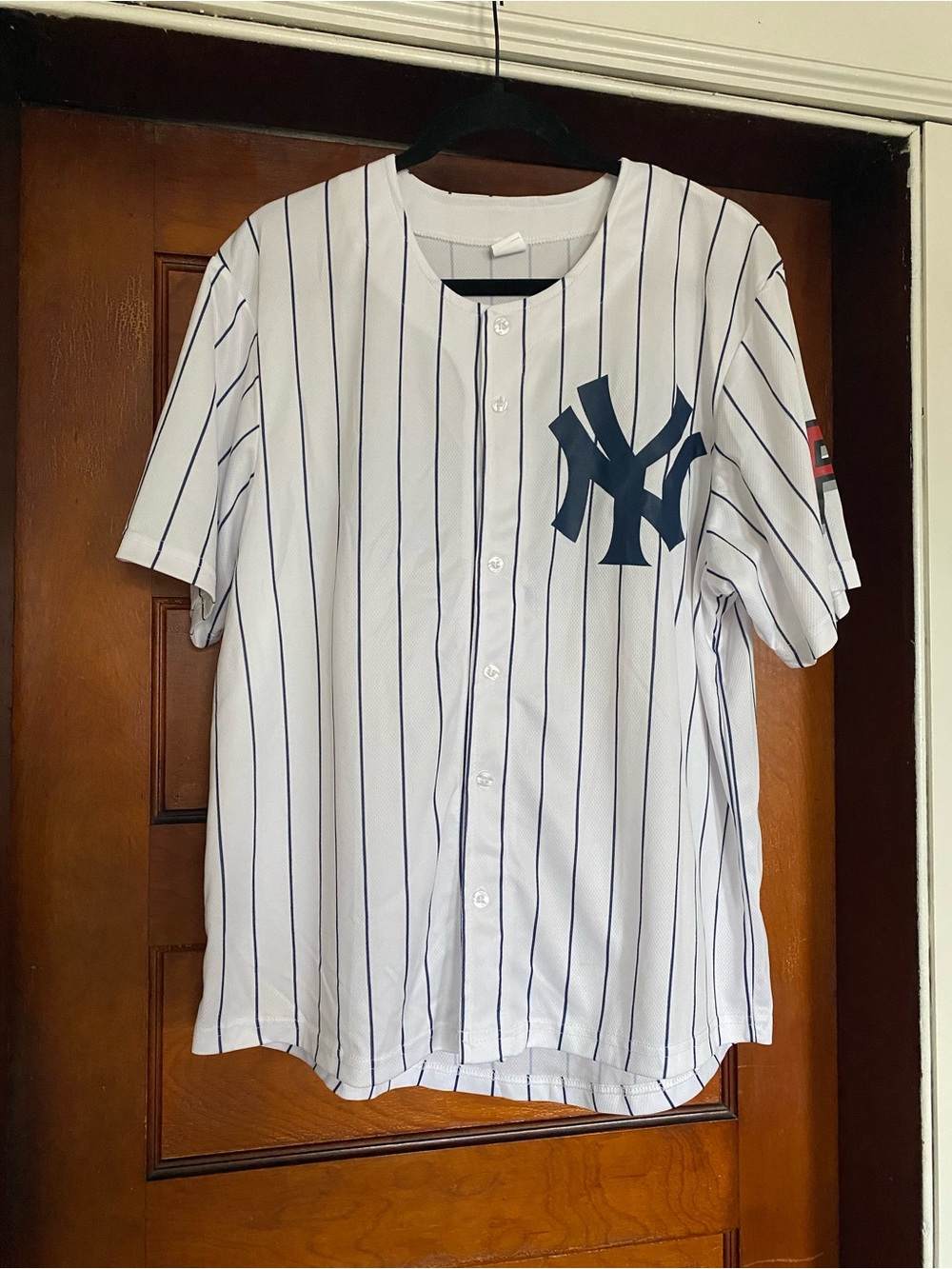 MLB New York Yankees White and Navy Pinstripe Jersey